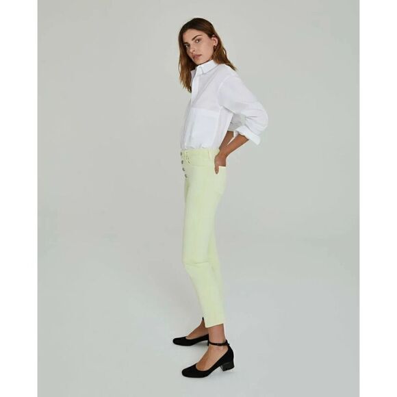 NWOT AG ISABELLE Hi WHITE CITRUS MIST HIGH-RISE BUTTON-UP STRAIGHT CROP JEANS 29 - Picture 3 of 6